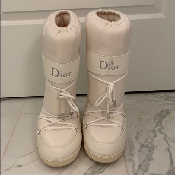 Dior White Winter Apres Ski Moon Boots 